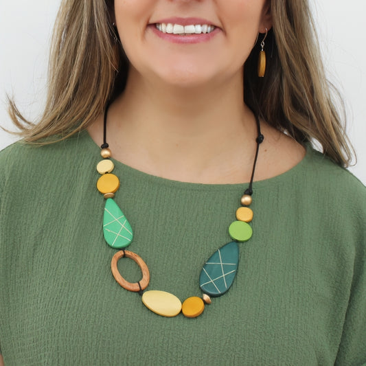 Laken Carved Wood Link Necklace