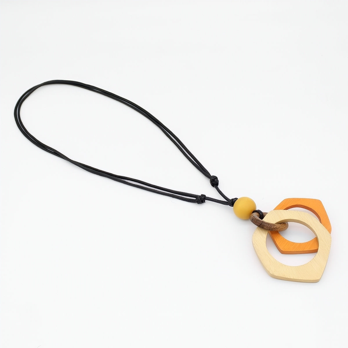 Necklace with interlocking heart-shaped pendants on a white background