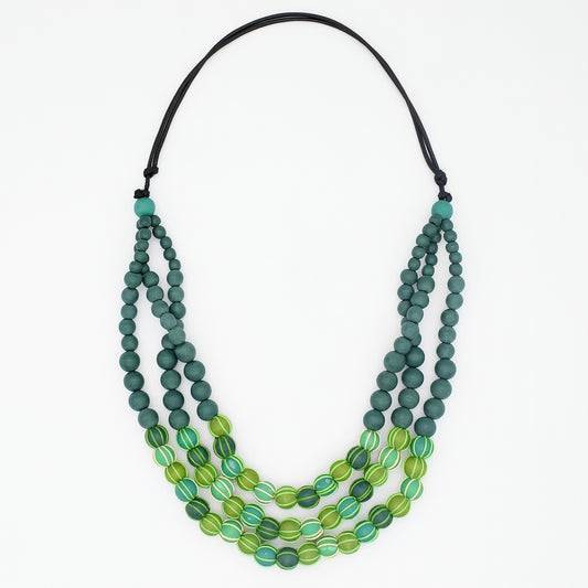 Green Harmony Statement Beaded Necklace