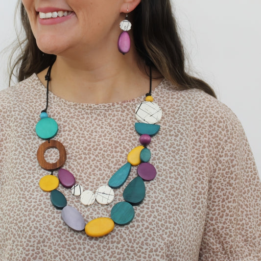 Confetti Grove Wooden Statement Necklace