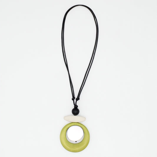 Lime Luna Eclipse Wooden Pendant Necklace