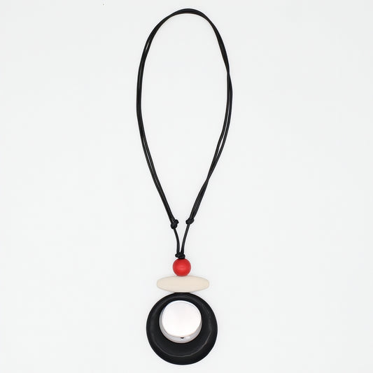 Black Luna Eclipse Wooden Pendant Necklace