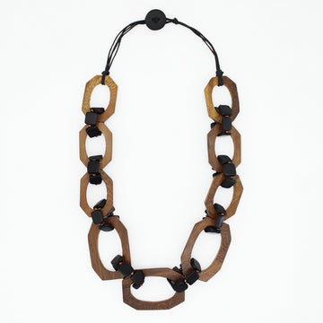 Brown Paz Wooden Link Necklace