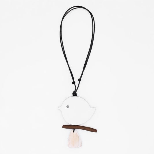 White Robin On A Branch Necklace