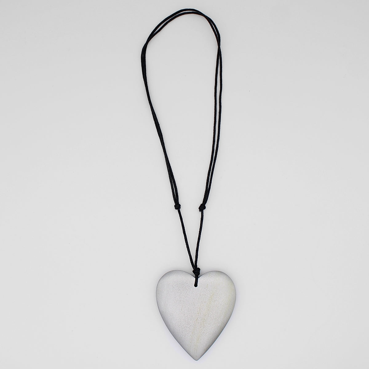 Silver Gabi Heart Wood Necklace
