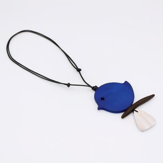 Blue Robin On A Branch Necklace