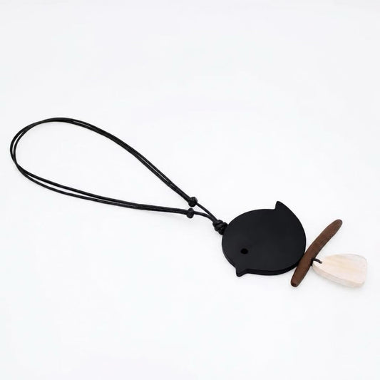 Black Robin On A Branch Necklace
