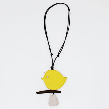 Yellow Robin On A Branch Necklace