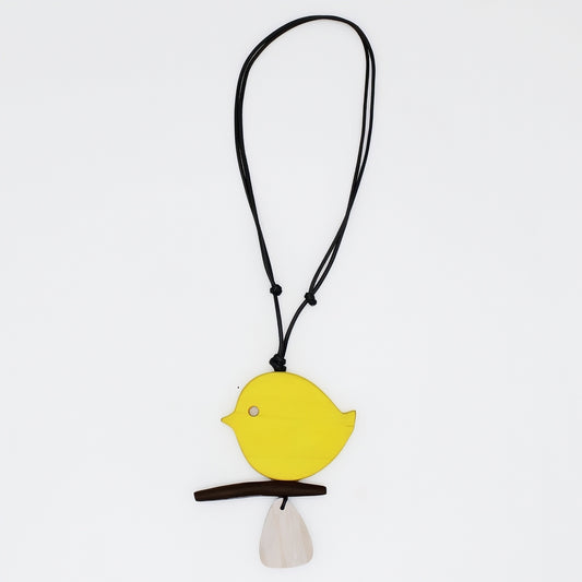 Yellow Robin On A Branch Necklace