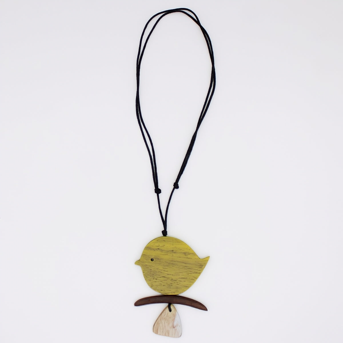 Yellow Robin On A Branch Necklace