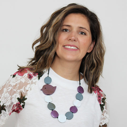 Purple Beaded Robin Necklace