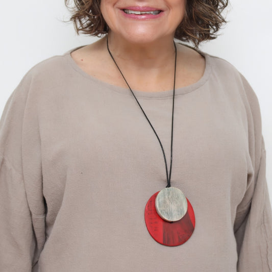 Red Round Double Whitney Pendant