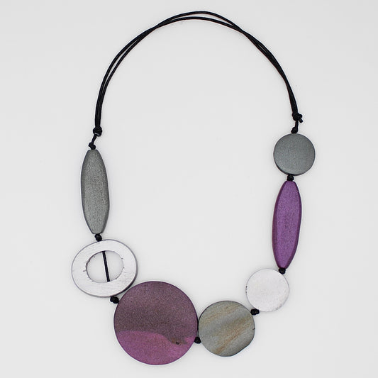 Silver Presley Wood Necklace - Sylca Designs - Chunky Jewelry 