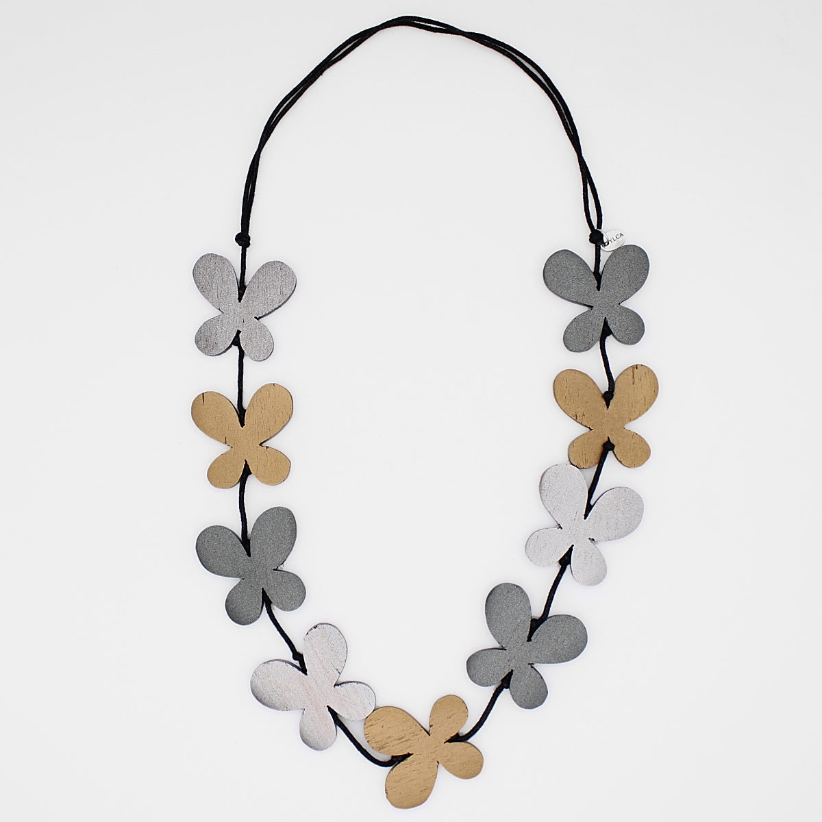 Metallic Wood Monarch Necklace