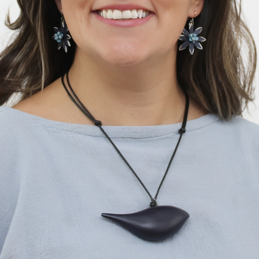 Navy Robin Pendant Necklace