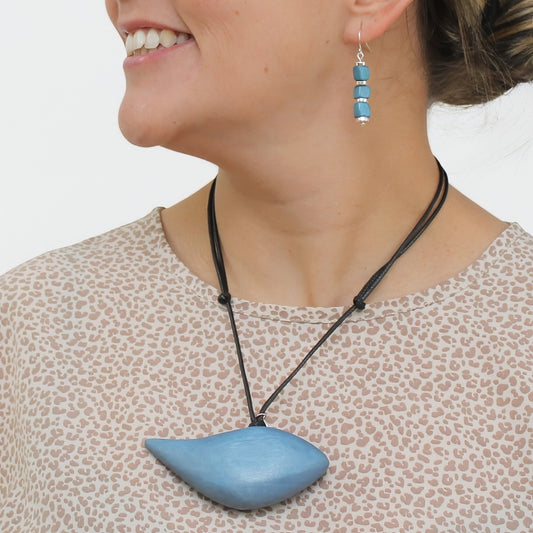 Dusty Blue Robin Pendant Necklace