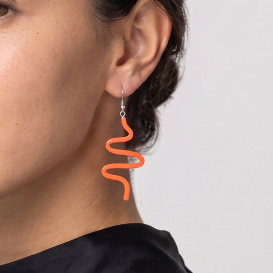 Artistic Rubber Tubing Naya Earrings Orange