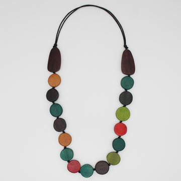 Multi Color London Wood Bead Necklace