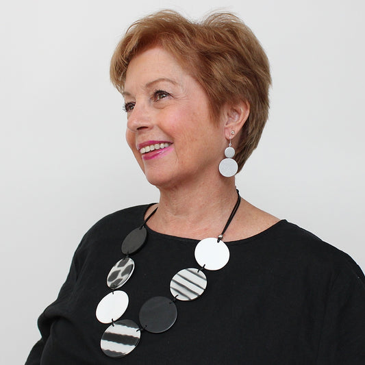 Silver Double Bead Sarah Earrings - Sylca Designs - Chunky Jewelry 