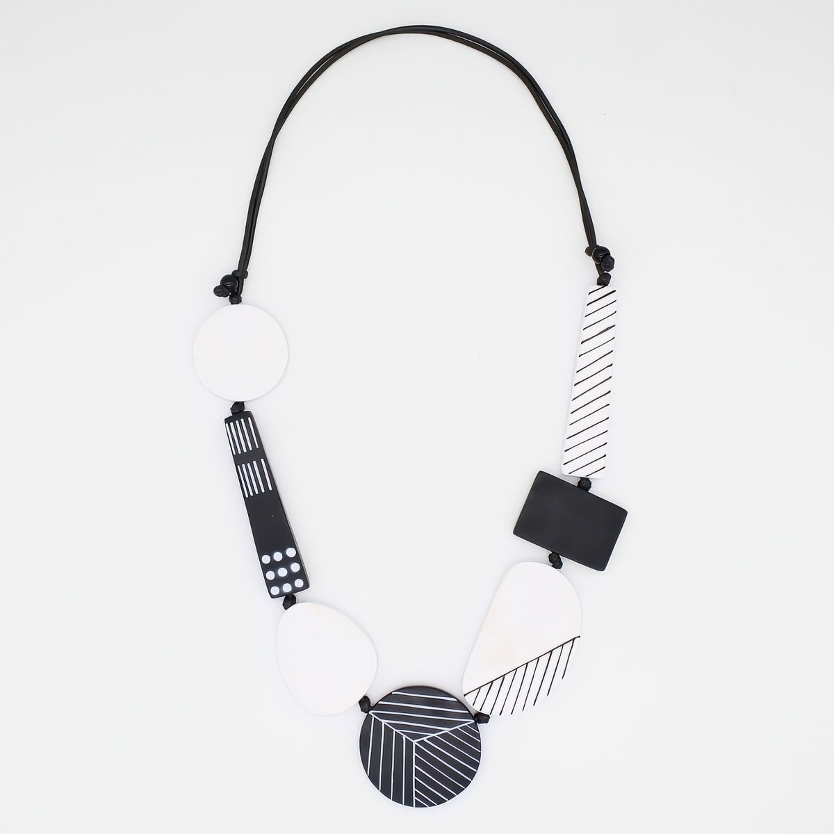 Black and White Vespera Geometric Statement Necklace - Sylca Designs - Chunky Jewelry 