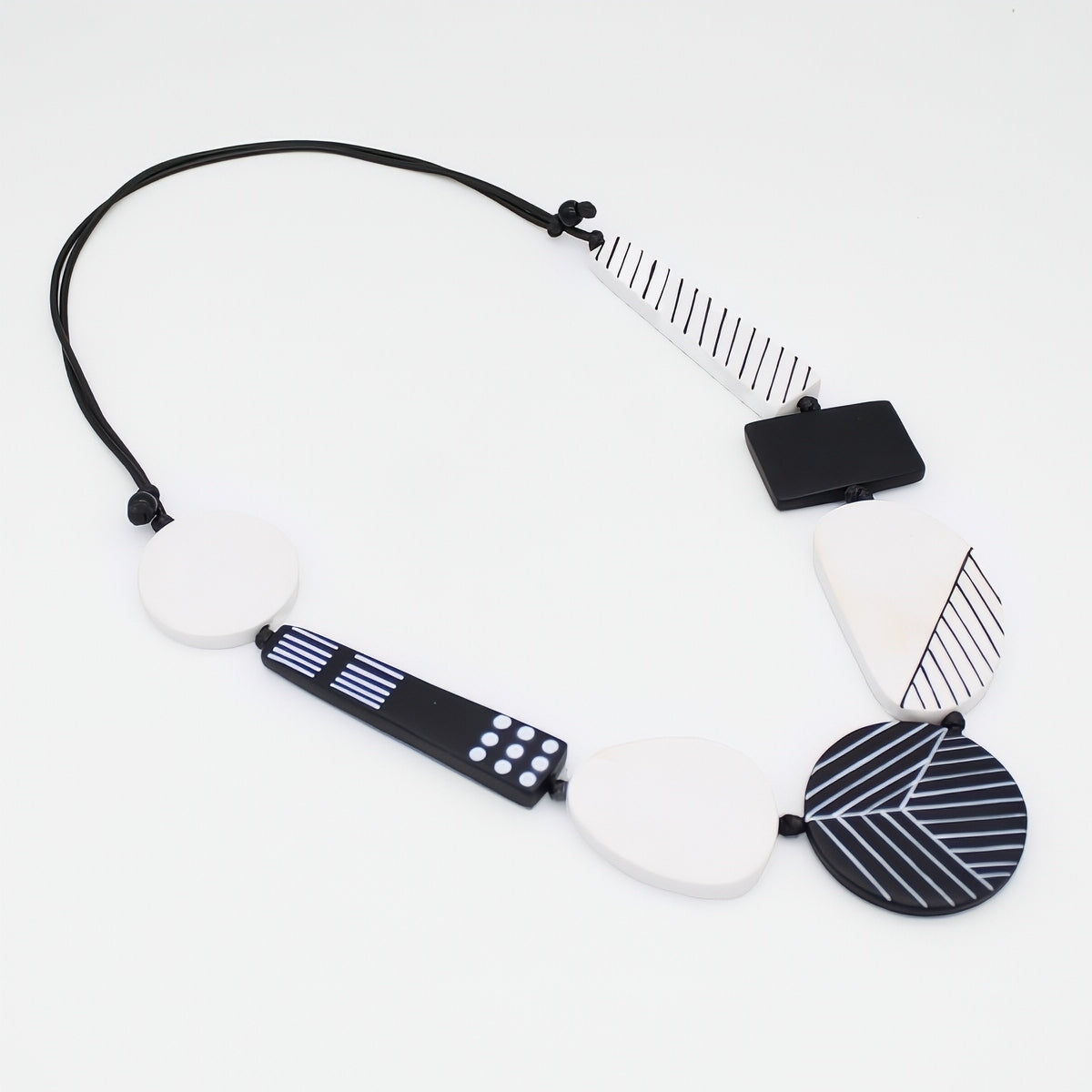 Black and White Vespera Geometric Statement Necklace - Sylca Designs - Chunky Jewelry 