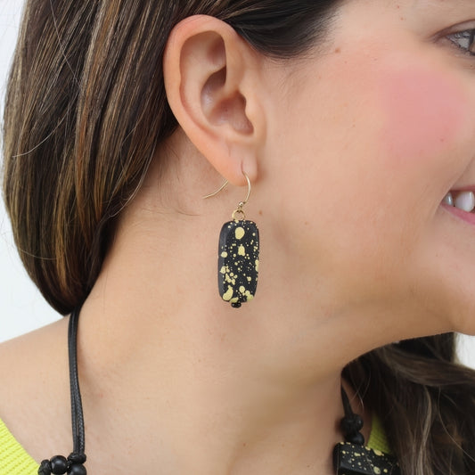 Lime and Black Monroe Dangle Earrings