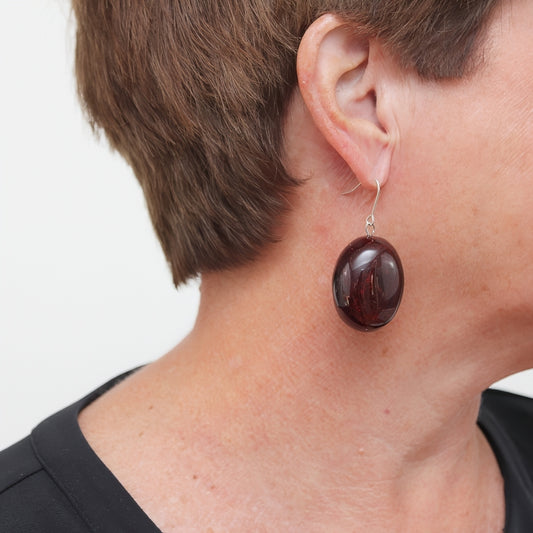 Red Speckled Oval Thea Earring