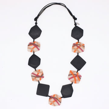 Black and Orange Evelyn Statement Necklace