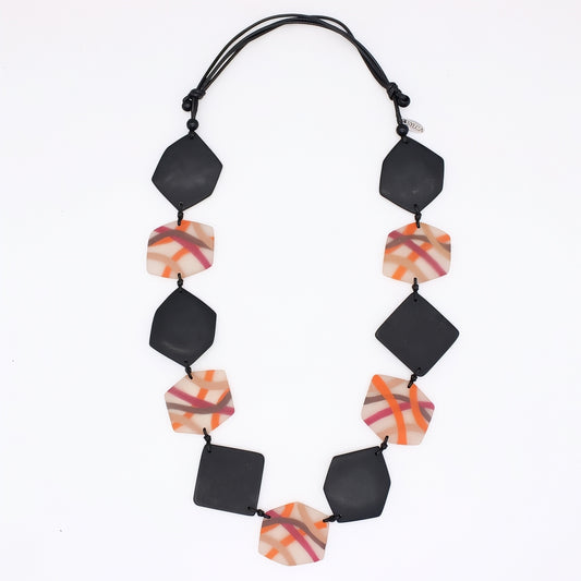 Black and Orange Evelyn Statement Necklace