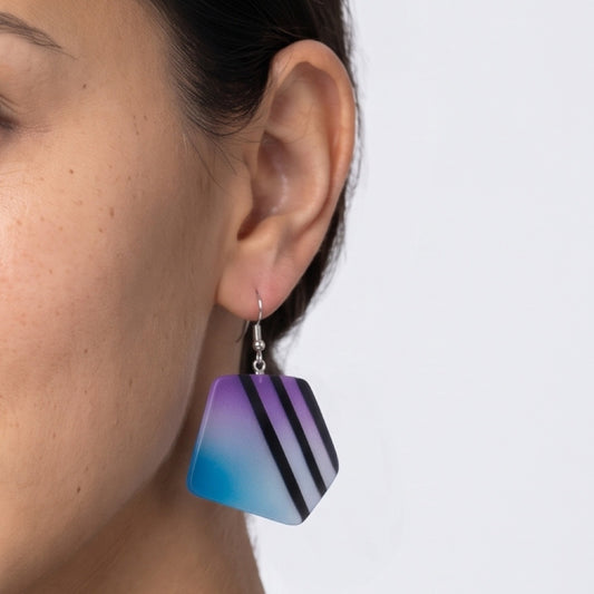 Purple Black Twilight Earrings | Handcrafted Resin Statement Jewelry – Sylca Designs