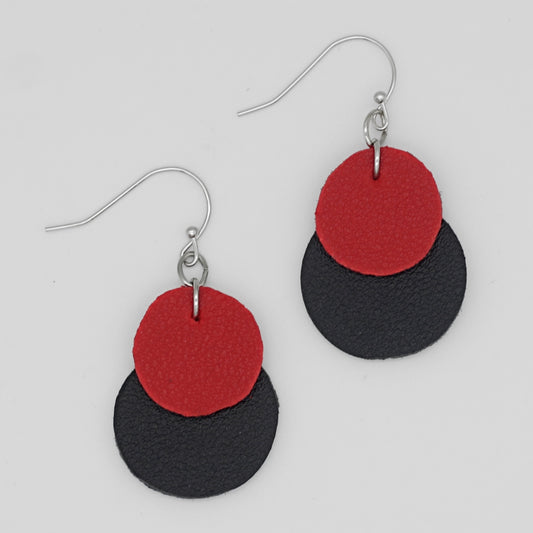 Red Paris Leather Earrings