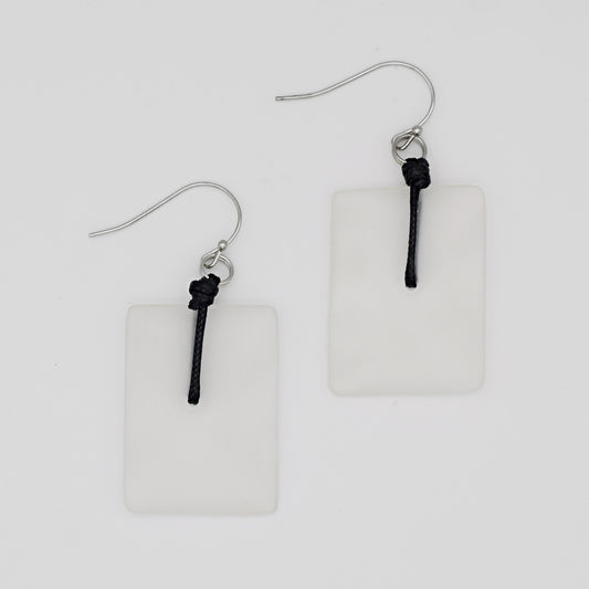 Frosted Rectangle Dangle Earrings