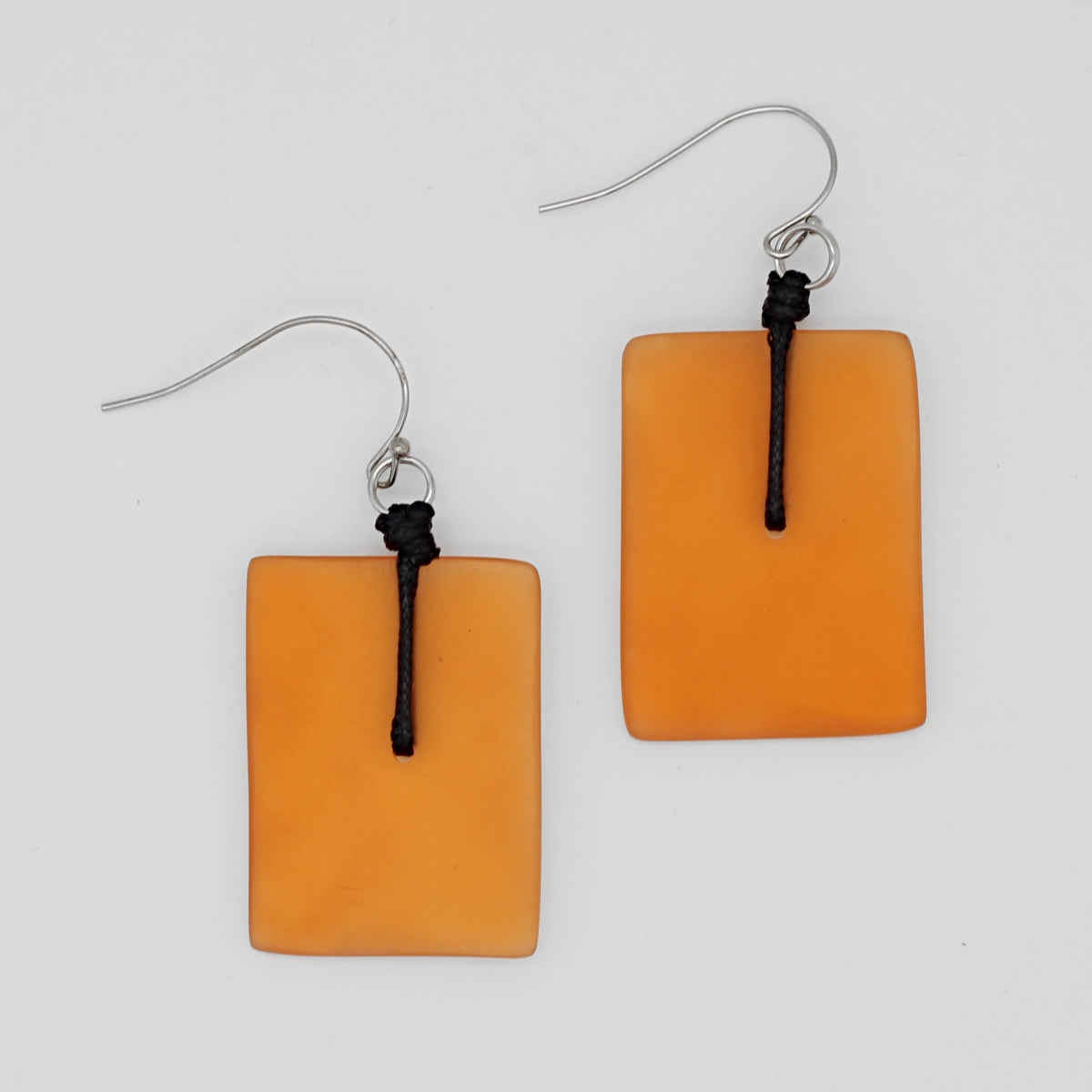 Orange Rectangle Dangle Earrings