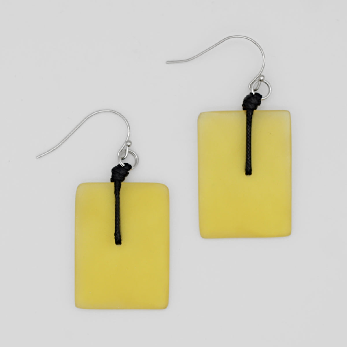 Yellow Rectangle Dangle Earrings