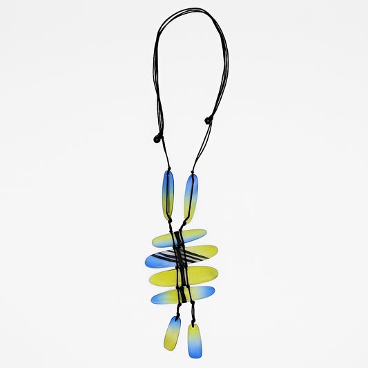 Green and blue funky statement pendant necklace