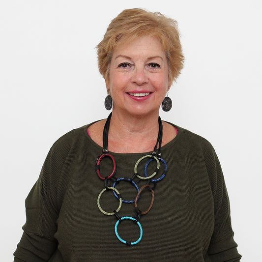 Multi Color Rope Circle Dual Strand Necklace