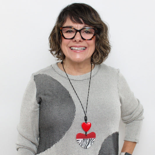 Uma Zebra Print Heart Pendant - Sylca Designs - Chunky Jewelry 