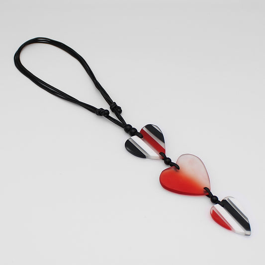 Mariee Red Striped Heart Pendant