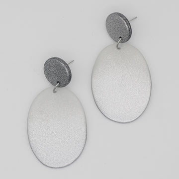 Silver Oval Bailee Drop Earrings