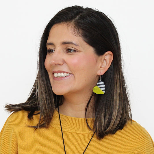 Lime and Black Anastasia Heart Earrings