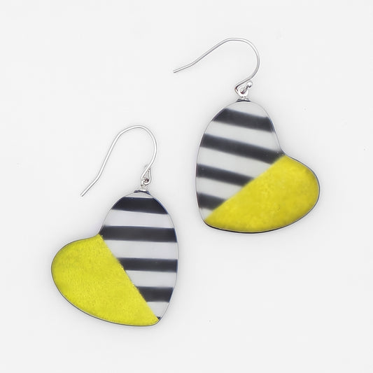 Lime and Black Anastasia Heart Earrings