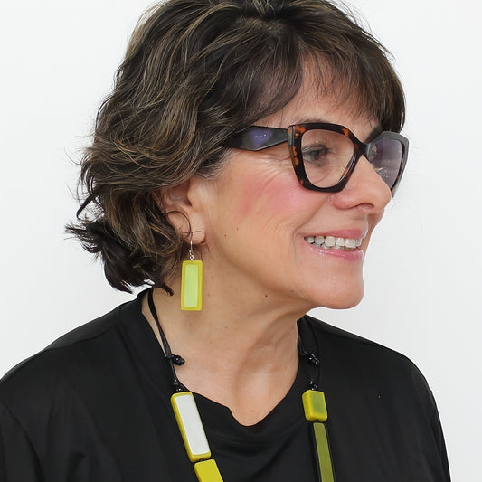 Lime Sloan Rectangular Earrings