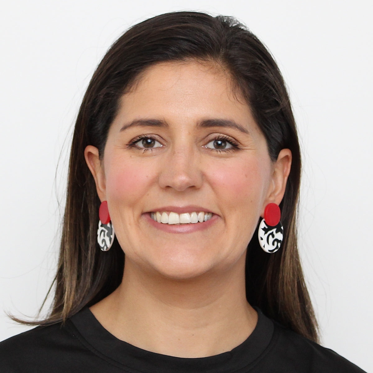 Black White and Red Lola Statement Earrings - Sylca Designs - Chunky Jewelry 