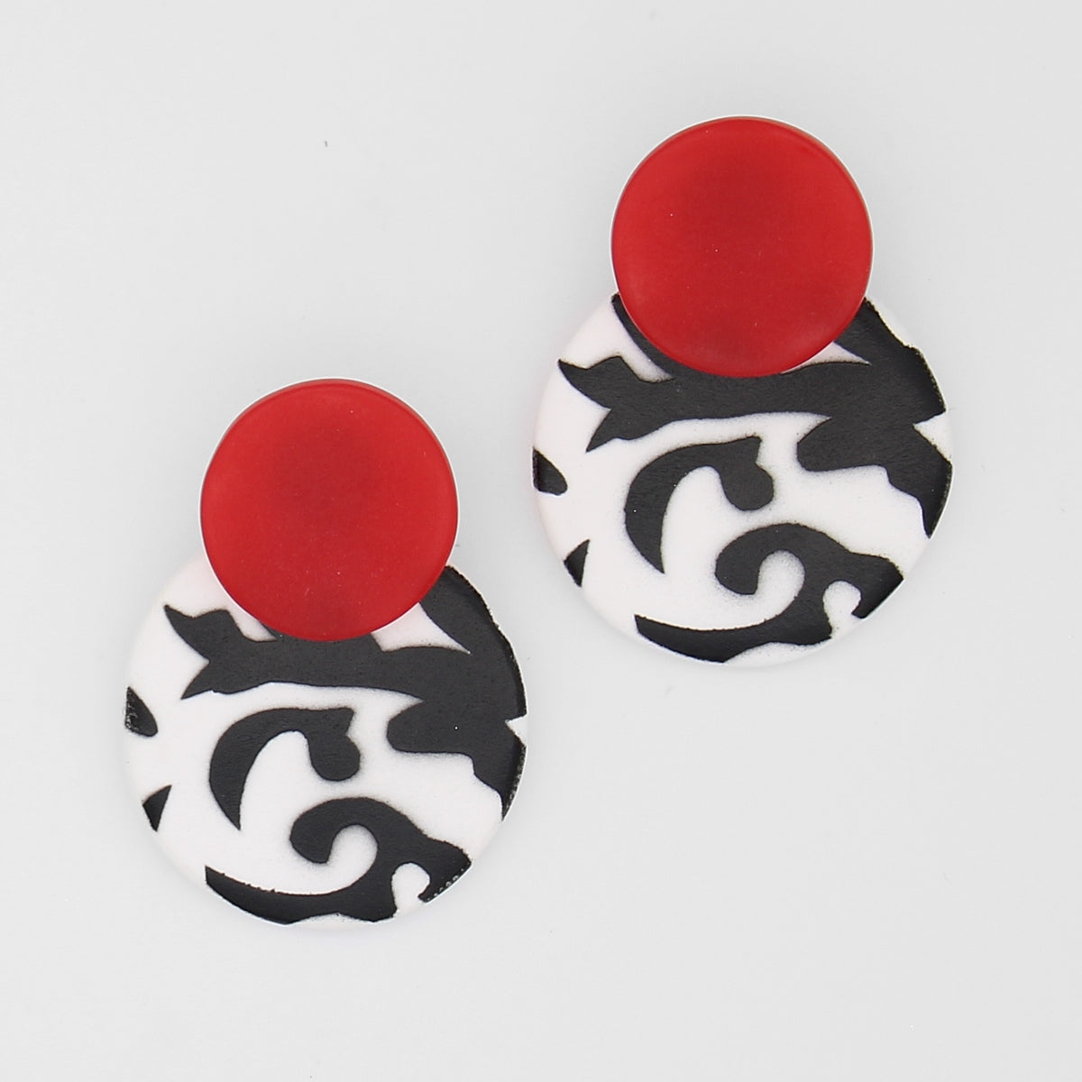 Black White and Red Lola Statement Earrings - Sylca Designs - Chunky Jewelry 