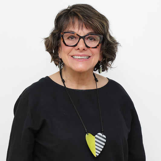 Lime and Black Anastasia Heart Pendant - Sylca Designs - Chunky Jewelry 