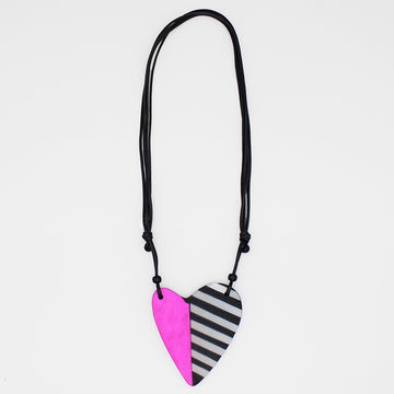 Fuchsia and Black Anastasia Heart Pendant