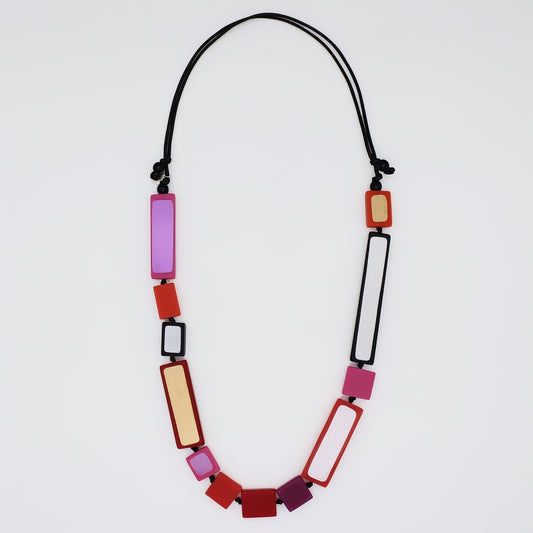 Pink Sloan Rectangles Statement Necklace - Sylca Designs - Chunky Jewelry 