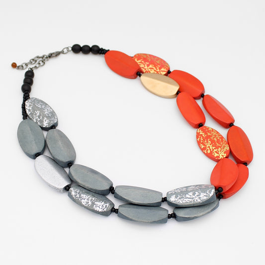 Orange and Gray Adira Statement Necklace