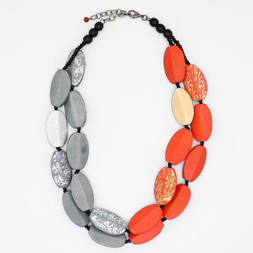 Orange and Gray Adira Statement Necklace