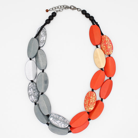 Orange and Gray Adira Statement Necklace